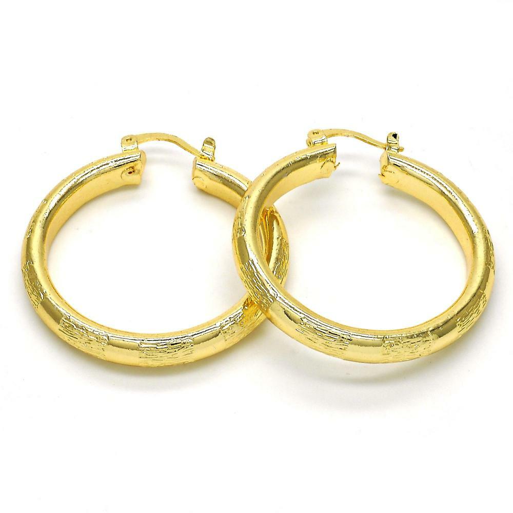 Women's 14K Gold Filled Diamond Cut Medium Large Round Hoop