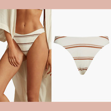 NEW 95 Reiss  2 USA  Johanna Stripe Bikini Bottoms in Cream/Brown U1249