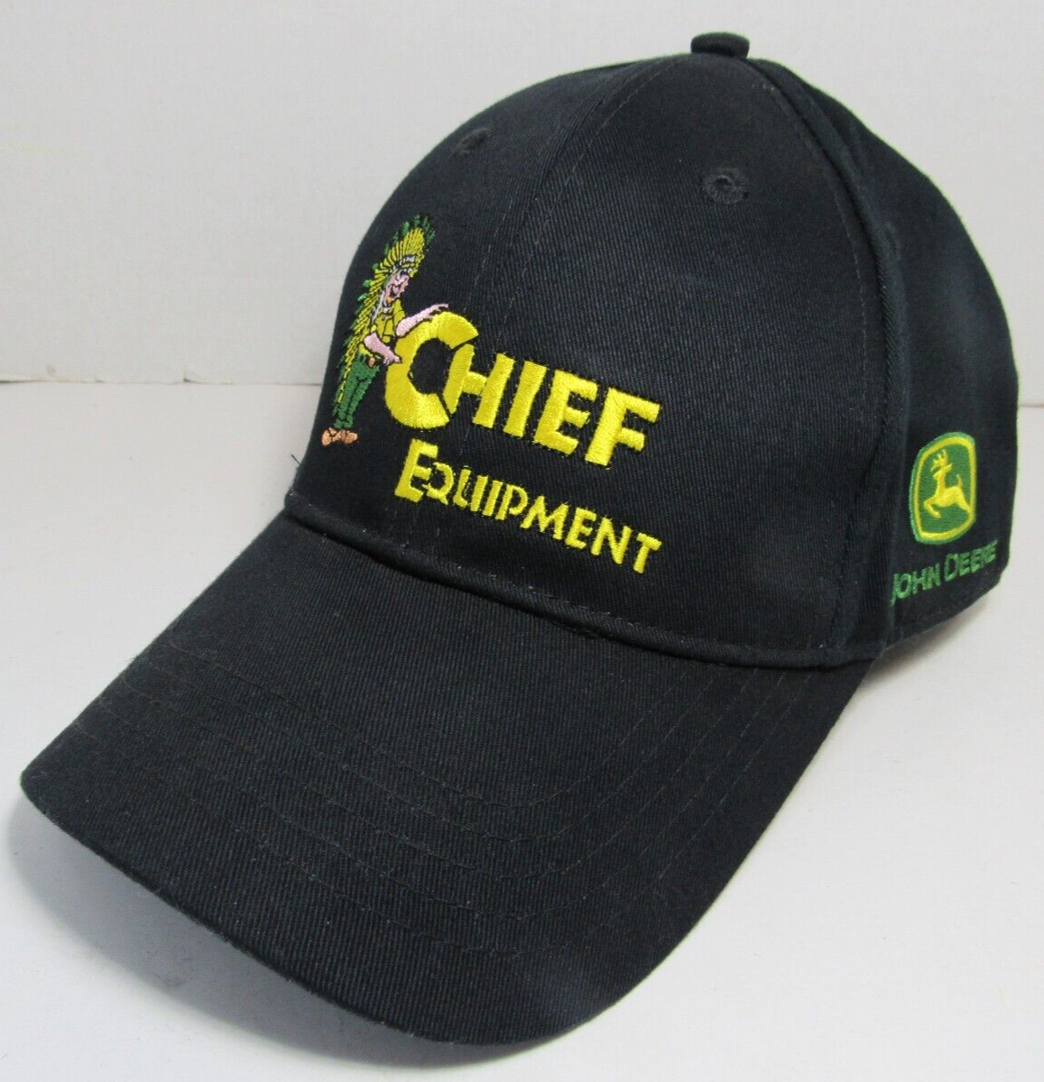 John Deere Dealer Chief Equipment Embroidered Hat Cap Black Adjustable 2018 RARE