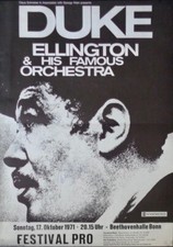 DUKE ELLINGTON 1971 German A1 Concert poster GUNTHER KIESER Signed by Duke NM