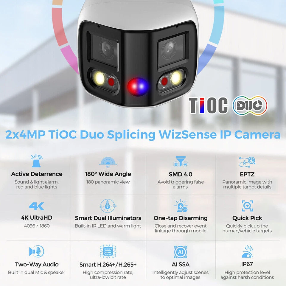 Dahua 8mp 180° Panoramic IP Camera IPC-PFW3849S-A180-AS-PV Sound Light Alarm - Image 2 of 4