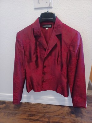 Women's SILK  Blazer/Jacket- FULLY LINED Burgundy Floral -Size 6 