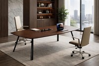 Stilvoller Brauner Schreibtisch Designer BüRoeinrichtung Holztisch
