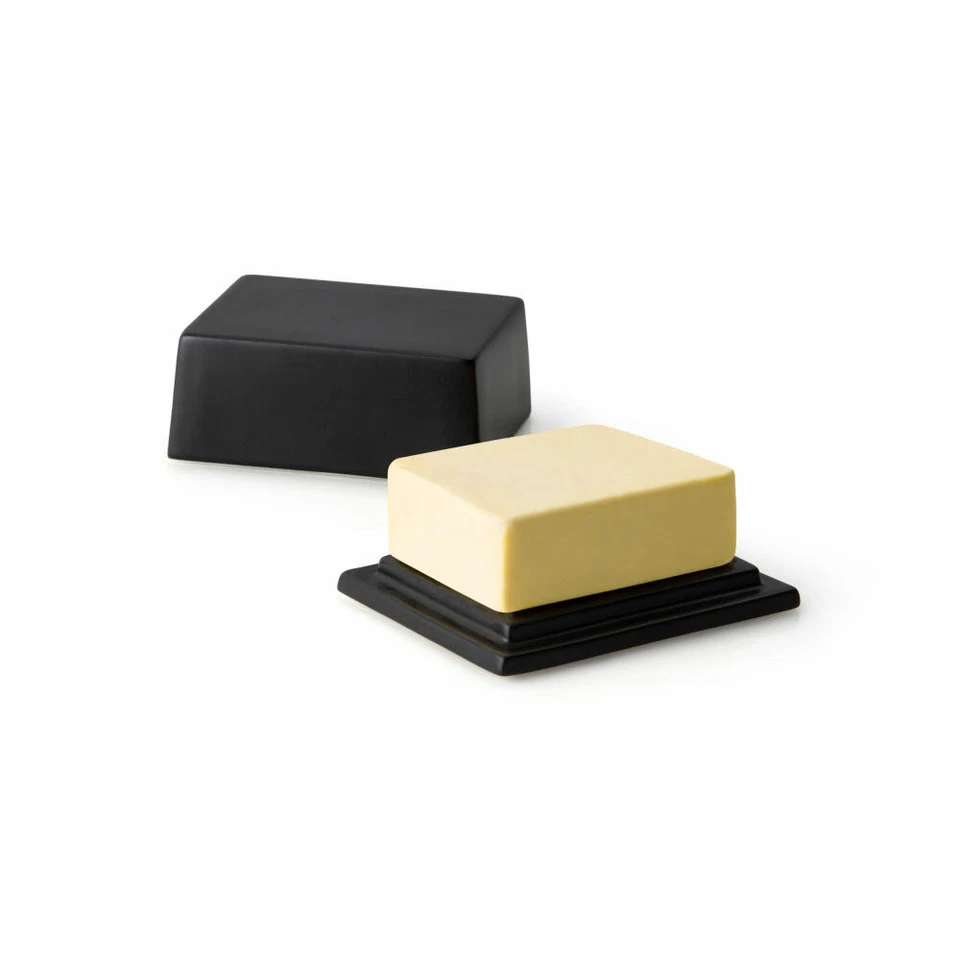 Continenta Butterdose für 250 g Butter Dose Butteraufbewahrung Keramik Schwarz - Bild 2 von 2
