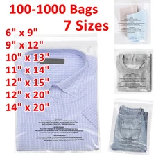 100-1000Pack Suffocation Warning Clear Poly Bags Self Adhesive for Shirt Apparel