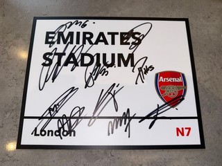 ARSENAL FC SIGNED STREET SIGN 2026 SQUAD PROOF SAKA RICE EZE SHIRT FOOTBALL 3