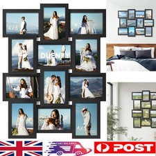 Multi Aperture Photo Picture Collage Frame Holds 12 - 6''X4'' Photos Black