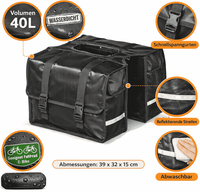 Fahrradtasche GepäCkträGer Doppel 40L Wasserdicht GepäCkträGertasche 39X32Cm