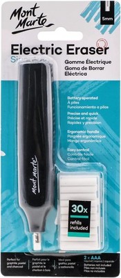 Mont Marte Electric Eraser, Includes 30 Eraser Refills. Suitable for use with