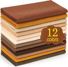 12 Rolls 8"X35" 20.5X90Cm 1.4Mm Thick Soft Felt Fabric Sheet 12 Assorted Brown