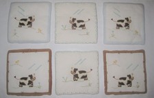 Baby Nursery Soft Wall Hangings COWS Brown White Blue Sumersault Lot of 6