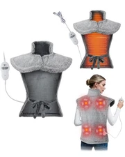 Massaging Heating Pad for Neck Back Pain Relief 2 Heat Levels+4 Massage Modes