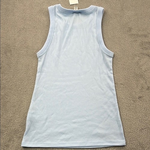 NEW J Crew M Cotton Blend Light Blue Ribbed Tank Top - Picture 7 of 7