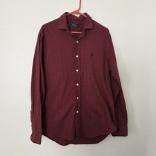 polo ralph lauren button down Mens large Classic Oxford Tattersall Red