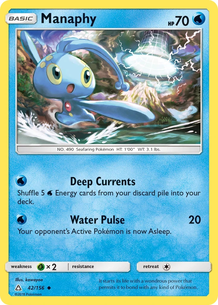 Pokemon MANAPHY Sun & Moon Ultra Prism 42/156 NM/Mint PACK FRESH