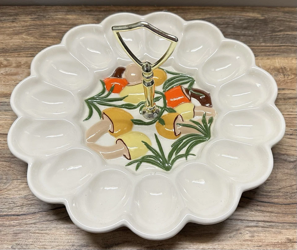 Vintage Merry Mushroom Deviled Egg Tray Plate Dish Serving Dish - Image 3 of 4