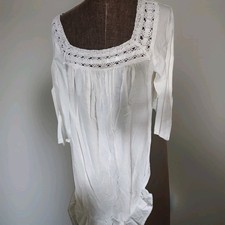 vtg Oscar de La Renta Saks 5th Ave Mint Nightgown Dress Large Finest Batiste