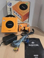 GameCube GC DOL-001 ORANGE CONSOLE CONTROLLER AC AV CABLE BOX  - US SELLER