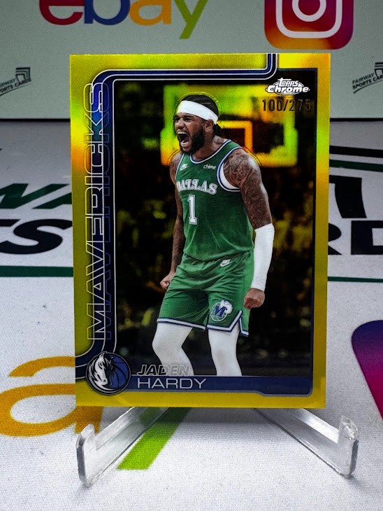 2025-26 Topps Chrome Jaden Hardy #140 Yellow Refractor /275 - Dallas Mavericks