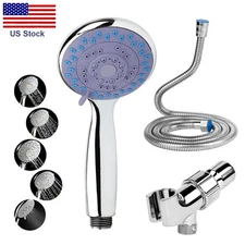 High Pressure Shower Head Handheld Spray 5 Settings With 5 FT Hose Holder