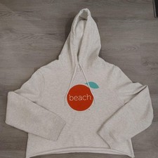Light gray League cropped hoodie with white accents