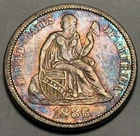1886 Seated Liberty Dime — AU Condition Toned 🌈