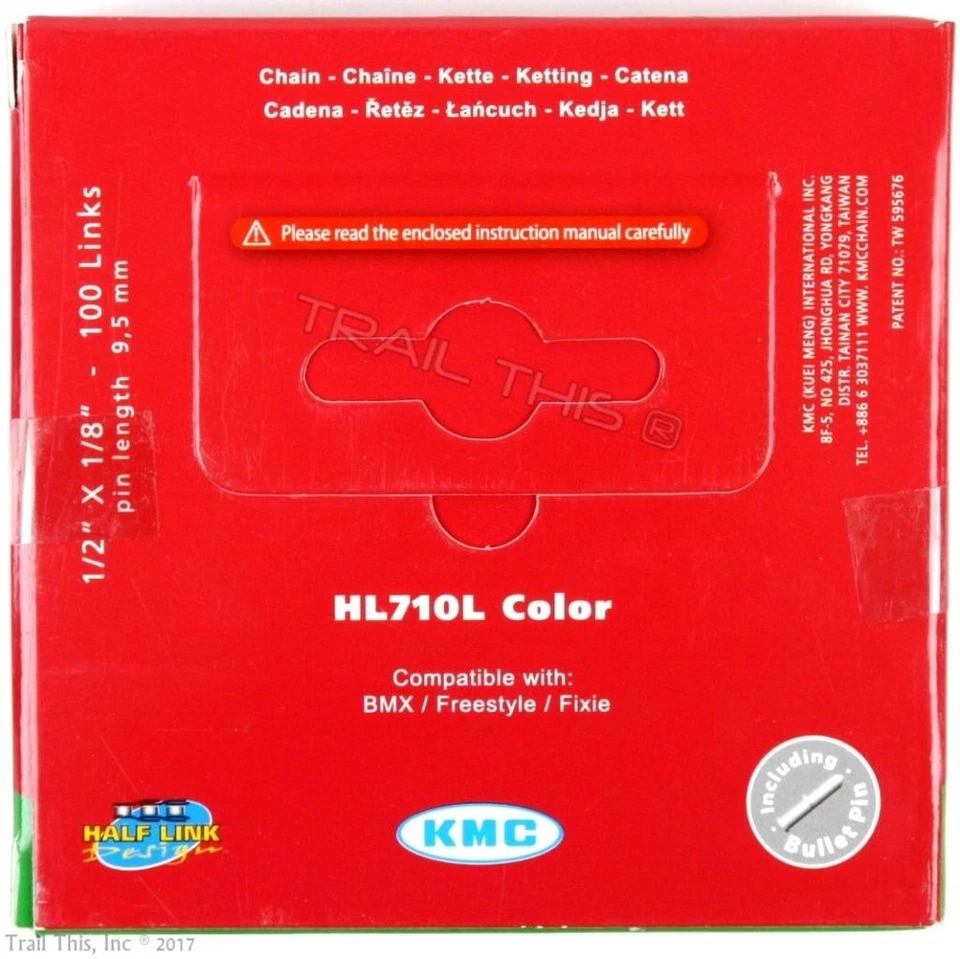 KMC HL710L Gold Color Half Link Single-Speed 1/8" Bike Chain Freestyle BMX - Image 2 of 3