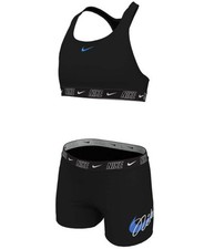 Nike Swim Girls' Racerback Swimwear Bikini Short Set Black