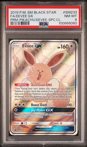 2019 POKEMON SM BLACK STAR PROMO #SM233 FULL ART/EEVEE GX PSA 8