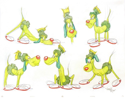 SIX ORIGINAL DRAWINGS OF K-9 MARTIAN DOG - Signed By Virgil Ross