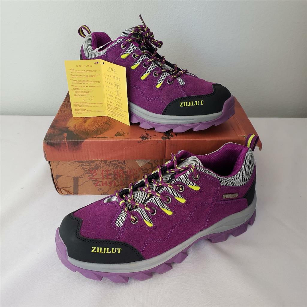 ZHJLUT hiking shoes in purple colorway showing outdoor design and construction