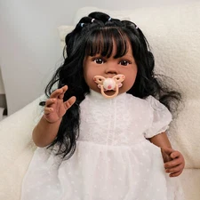 Handmade Reborn Toddler Dolls Black 24" Realistic Baby Doll Weighted Reborn Baby