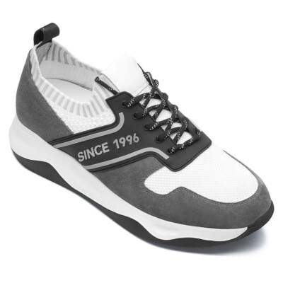 us11.5 chamaripa 8cm/3.15'' Elevator Shoes Men gray Suede Height increase Sneaker