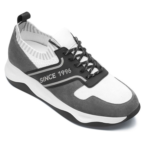 us11 chamaripa 8cm/3.15" Elevator Shoes Men gray Suede Height increase Sneaker - Picture 1 of 5