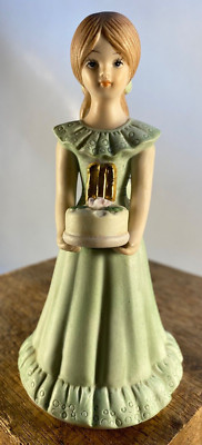 1981 Growing Up Birthday Girls: Enesco Age 11 Porcelain Brunette Girl Figurine