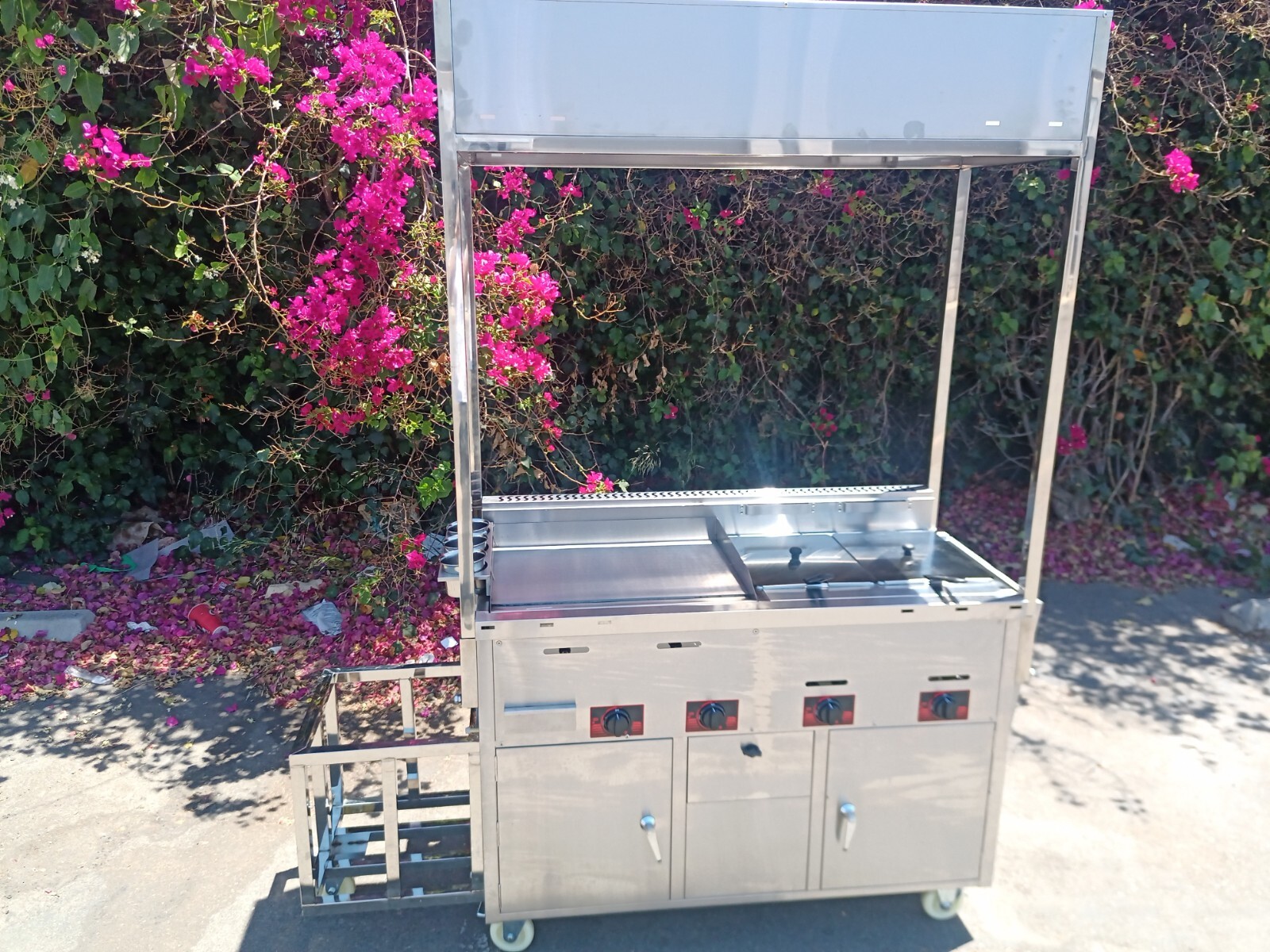 NEW taco cart Griddle and 2 deep fryer Combo Cart eBay
