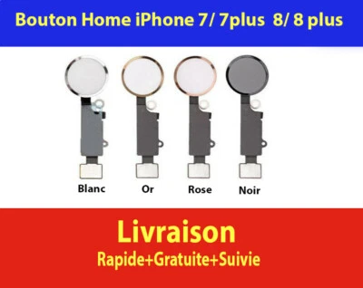 ISONIX BOUTON HOME FONCTIONNEL + NAPPE IPHONE 7 / 7 PLUS 8 / 8 PLUS BLANC NOIR OR ROSE