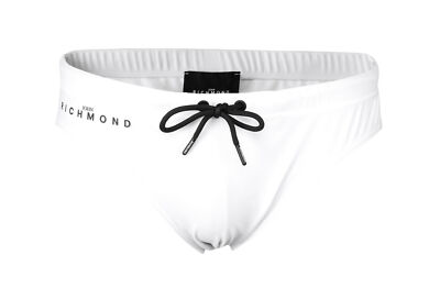 NWT JOHN RICHMOND SWIM SHORTS white black drawstring beachwear luxury Italy 3XL