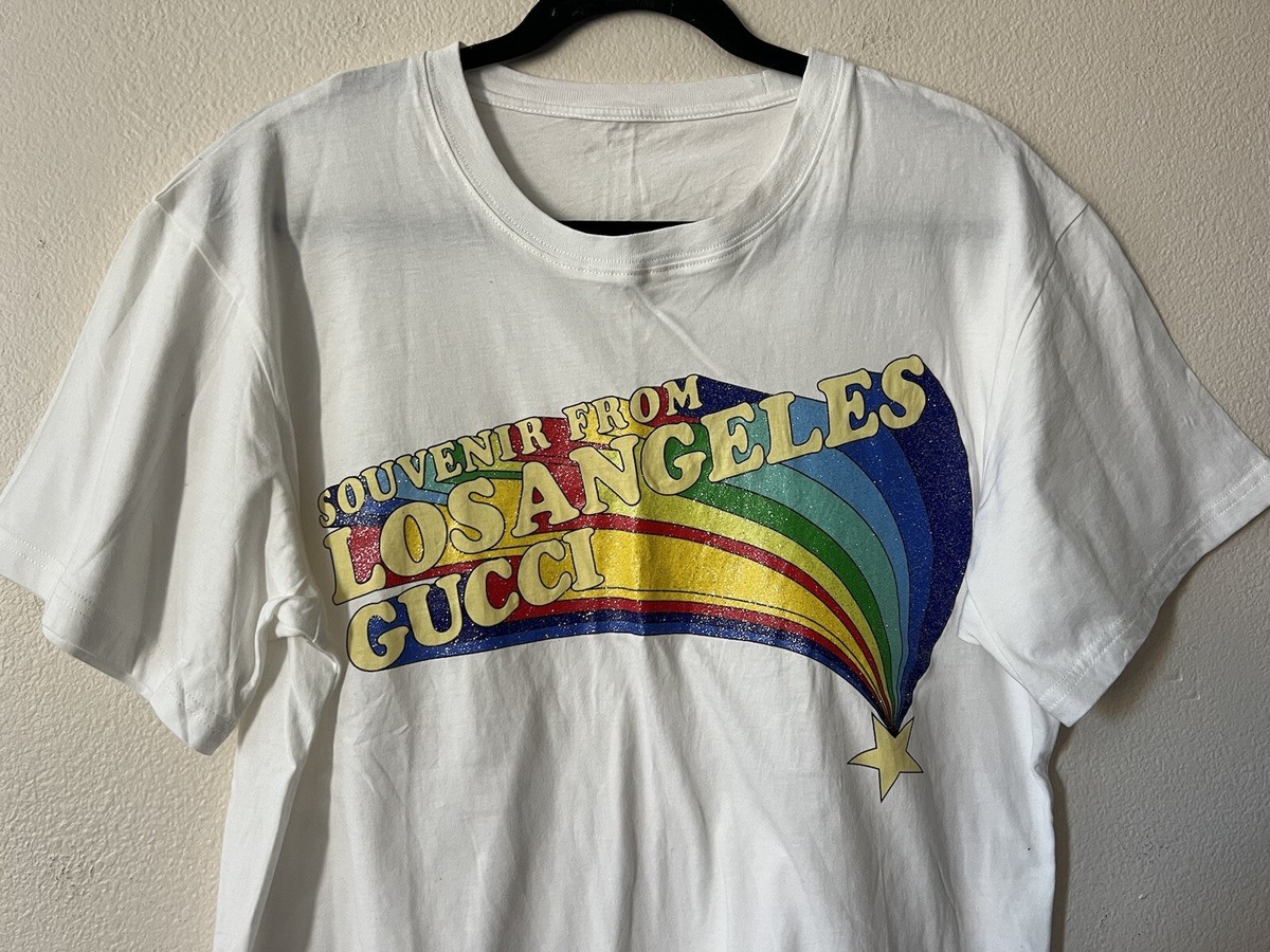 GUCCI Unisex SOUVENIR From LOS ÁNGELES T SHIRT Casual Rainbow 