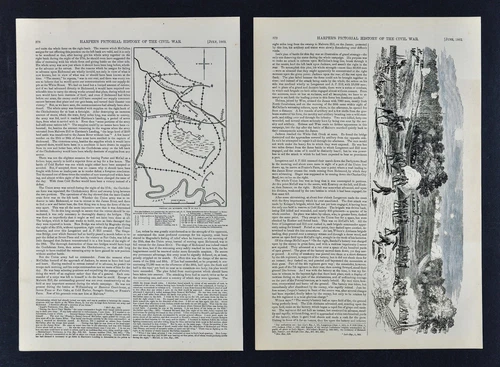 Harper Civil War Print  2 Sheets - Jackson at Battle of White Oak Swamp Virginia
