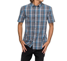 QUIKSILVER Men's S/S Button Up Shirt EVERYDAY CHECK - Medium - BPR1 - NWT
