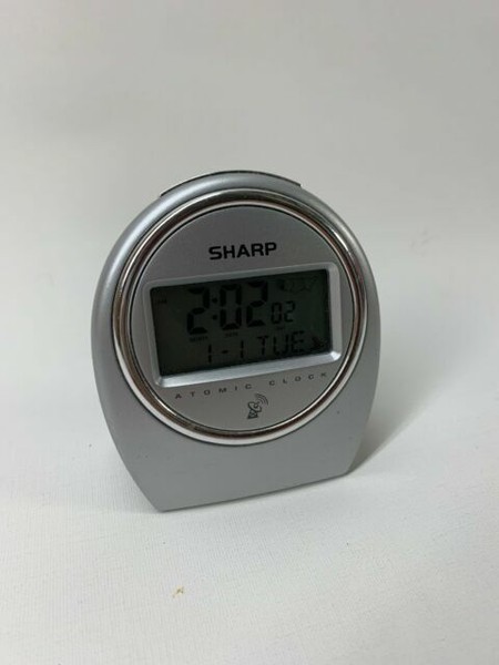 Sharp Silver Atomic Clock Spc364 Nightstand Travel For Sale Online Ebay