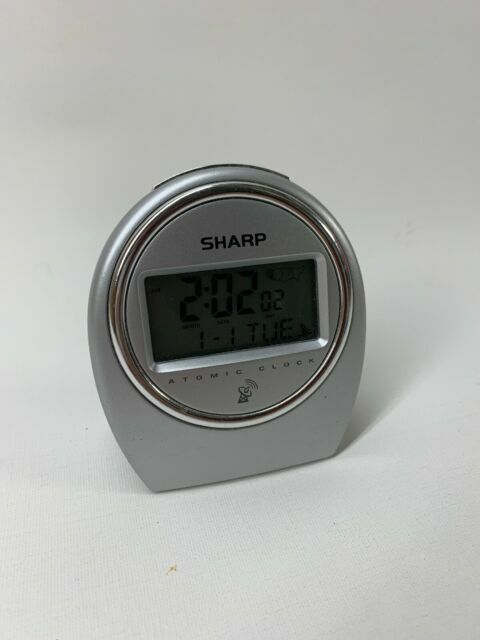 Sharp Silver Atomic Clock Spc364 Nightstand Travel For Sale Online Ebay