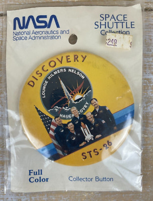 Nasa Pin Button Vintage NASA Space Shuttle DISCOVERY Souvenir 3.5