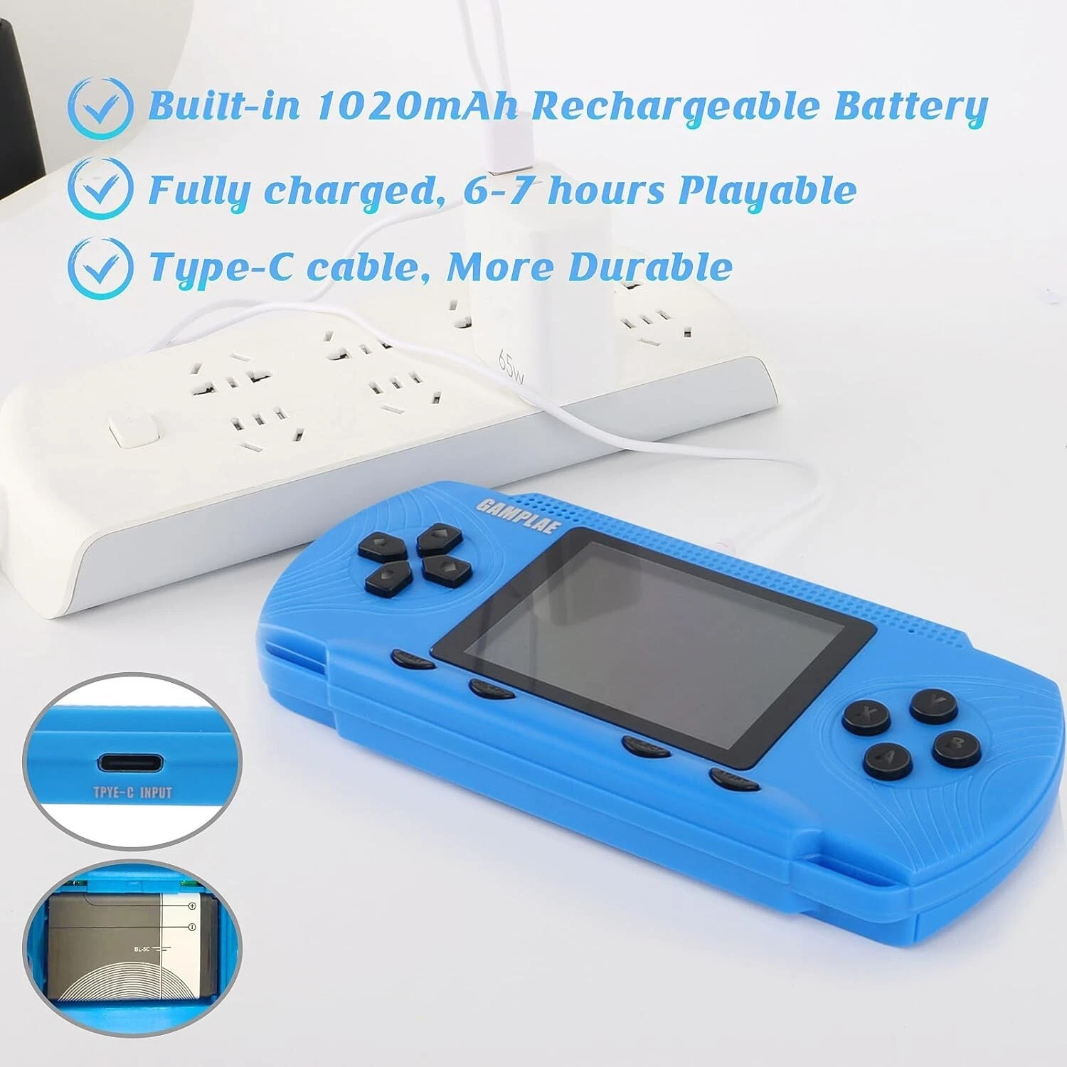 Portable Handheld Game Console 3" HD Built-in 258 Games HD Classic Kids Toy Gift