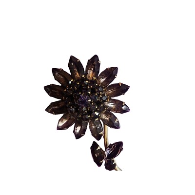 Vintage Purple Glass Riveted Rhinestone Flower Brooch (A4051) | eBay
