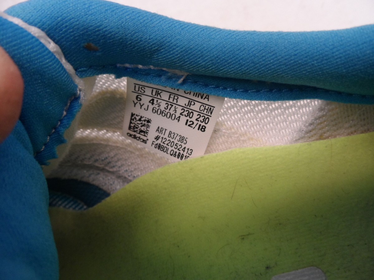 Adidas Women's Adizero Boston Running Shoe White Shock Cyan Blue B37385 6M