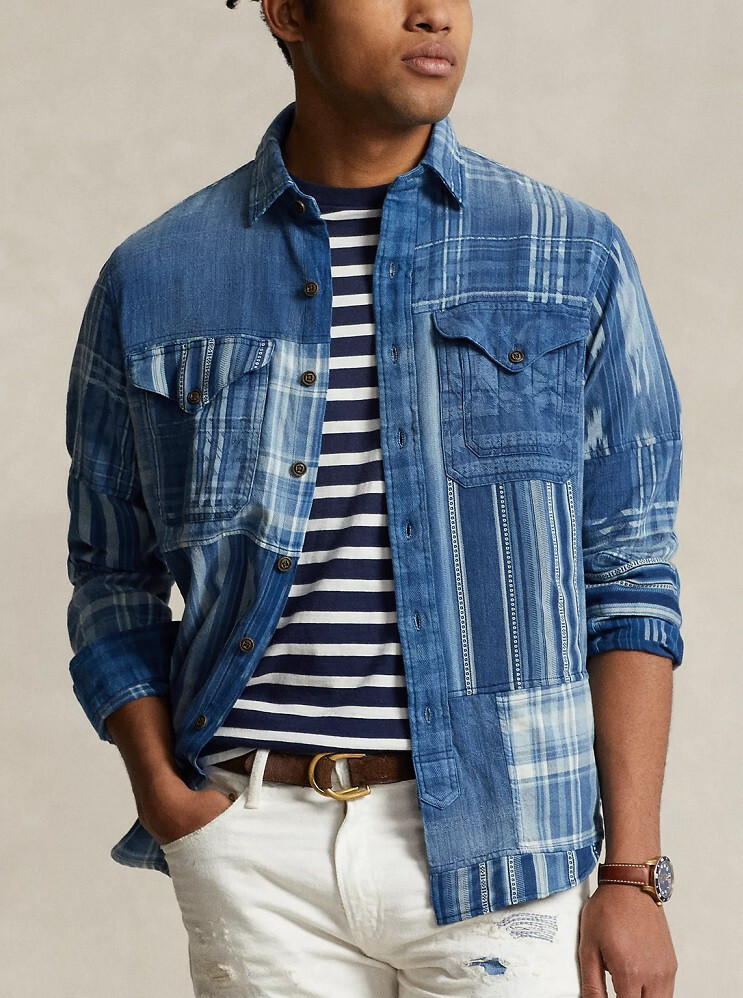 Polo Ralph Lauren Men's Iconic Indigo Patchwork Shirt - M | eBay