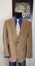 Chaps Men 42R Corduroy Sport Coat Blazer Jacket Tan Beige 2 Button