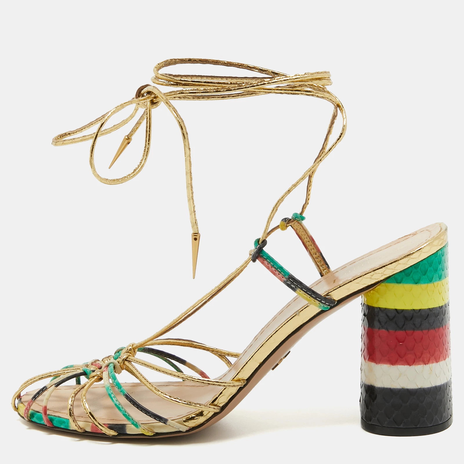 Sandales Dior en cuir multicolore rayé à la cheville pointure 40,5